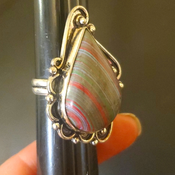 New Oversized Mosaic Jasper 925 Silver Ring. - Picture 16 of 16